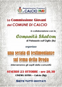 Serata di testimonianze sul tema della droga @ Cinema Astra di Calcio