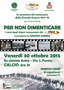 Calcio, i canti degli alpini raccontano la Grande Guerra @ cinema astra di Calcio | Calcio | Lombardia | Italia
