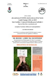 Ghisalba, Conferenza In-Book con la dott.ssa Silvia Valerio @ Sala Consiliare del Comune di Ghisalba | Ghisalba | Lombardia | Italia