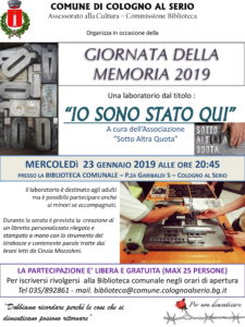 Cologno al Serio, Laboratorio "Io sono stato qui" @ Biblioteca di Cologno al Serio