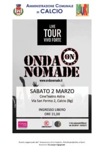 Calcio, "Onda Nomade". Nomadi Tribute band in concerto @ CineTeatro Astra