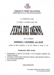 Torre Pallavicina, festa dei diciottenni @ Torre Pallavicina, sala consiliare | Bussero | Lombardia | Italia